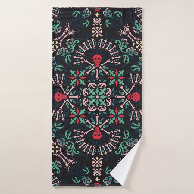 Toalha De Banho paisley, crânios e ossos Bandana Impressão, fa (Toalha de Banho)