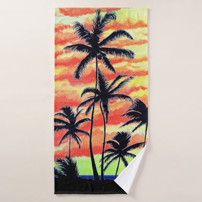 Toalha De Banho Palmas de Coco Sunset Havaiano (Toalha de Banho)