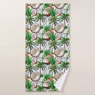 Toalha De Banho Palmeira de Coco Design de Padrão Tropical