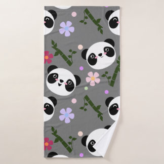 Toalha De Banho Panda de Kawaii em cinzas
