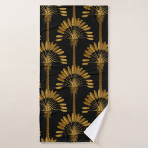Toalha De Banho Papel de parede Dourado e preto com padrão floral