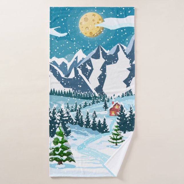 Toalha De Banho Páscoa de natal. Madeira de pinheiro e sn (Toalha de Banho)