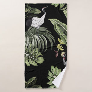 Toalha De Banho Pássaros tropicais, palmeiras, proibição
