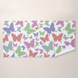 Toalha De Banho Pastéis Brilhantes Borboletas Sazonais Bath Towel