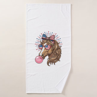 Toalha De Banho Patriotic Horse Bubble Gum Vintage Vector Shirt De