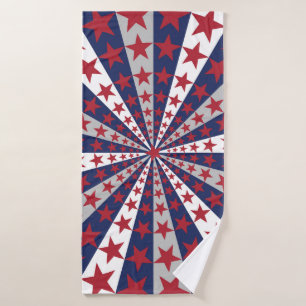 Toalha De Banho Patriótico Sunburst: Trabalho de arte de Bandeira