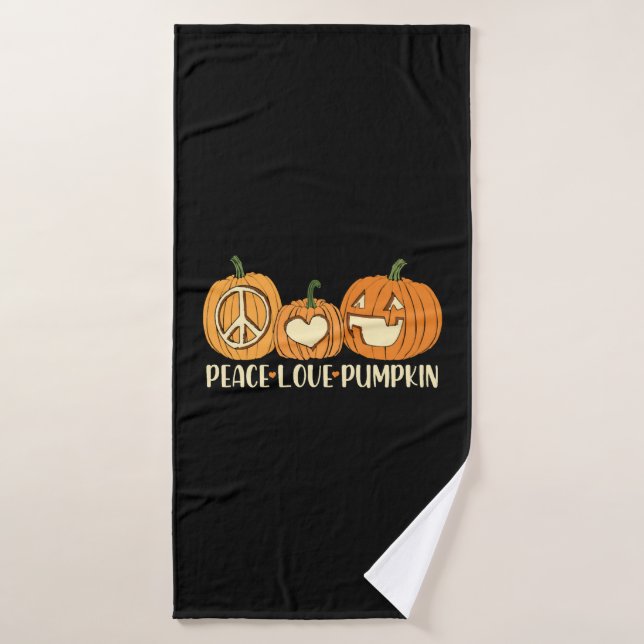 Toalha De Banho Peace Love Pumpkin Halloween (Toalha de Banho)