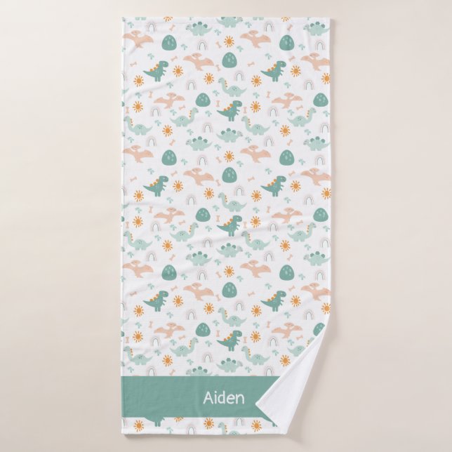 Toalha De Banho Pequeno Dino Personalizado (Toalha de Banho)