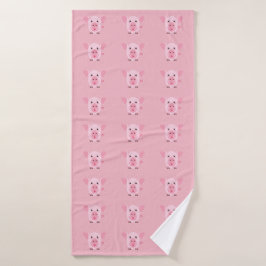 Toalha De Banho Pequeno porco rosa feliz e fofo