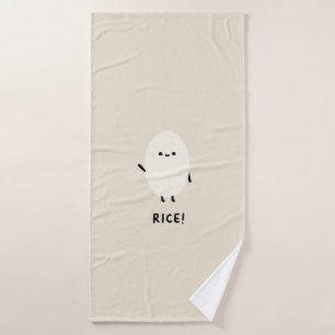 Toalha De Banho personagem de arroz fofo minimalista desi kawaii e