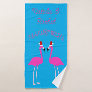Toalha De Banho Personalizado Flamingos Flamingo Belles de Natal