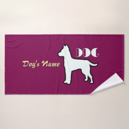 Toalha De Banho Personalize o logotipo DOG Burgundy Doggie