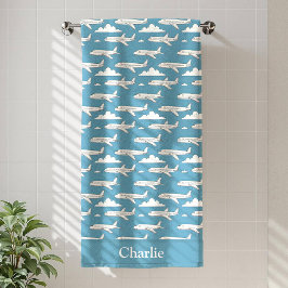 Toalha De Banho Personalized Blue Airplane Kids
