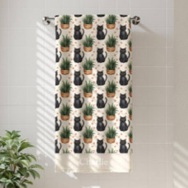 Toalha De Banho Personalized Houseplants and Cat