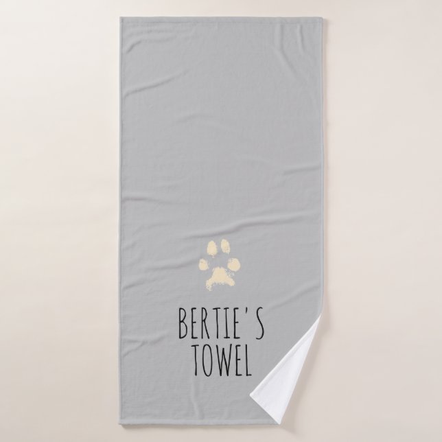 Toalha De Banho Pet Personalizado de Tipografia Pawprint Minimalis (Toalha de Banho)