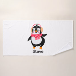 Toalha De Banho Pinguim Jolly Natal em Scarf com Malgas