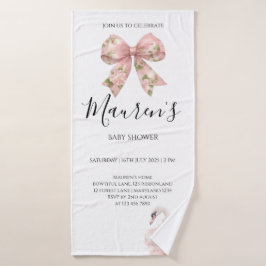 Toalha De Banho Pink Bow Girl Baby Shower 