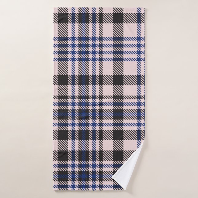 Toalha De Banho Pink Navy Glen Plaid textured seamless patternabst (Toalha de Banho)