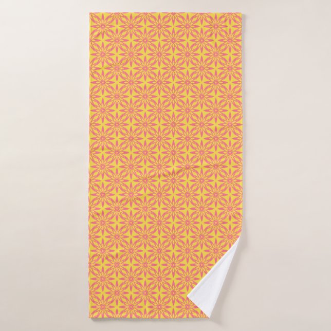 Toalha De Banho Pink Yellow Flower Seamless Pattern (Toalha de Banho)