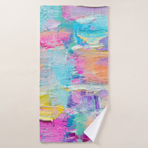 Toalha De Banho Pintura acrílica desenhada à mão. Abstrato art