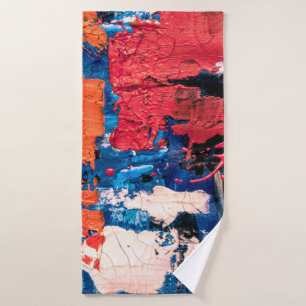 Toalha De Banho Pintura azul, laranja, vermelha e preta