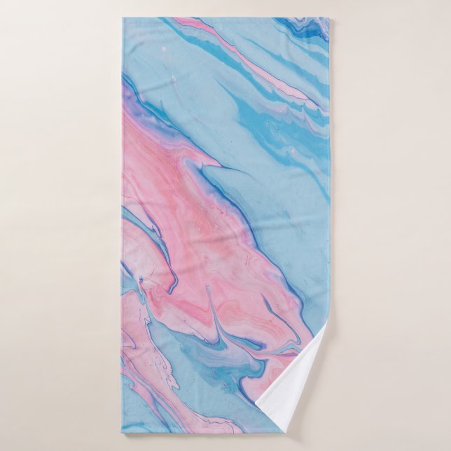 TOALHA DE BANHO PINTURA DE ABSTRATO FLUIDO VERMELHO E TEAL (Toalha de Banho)