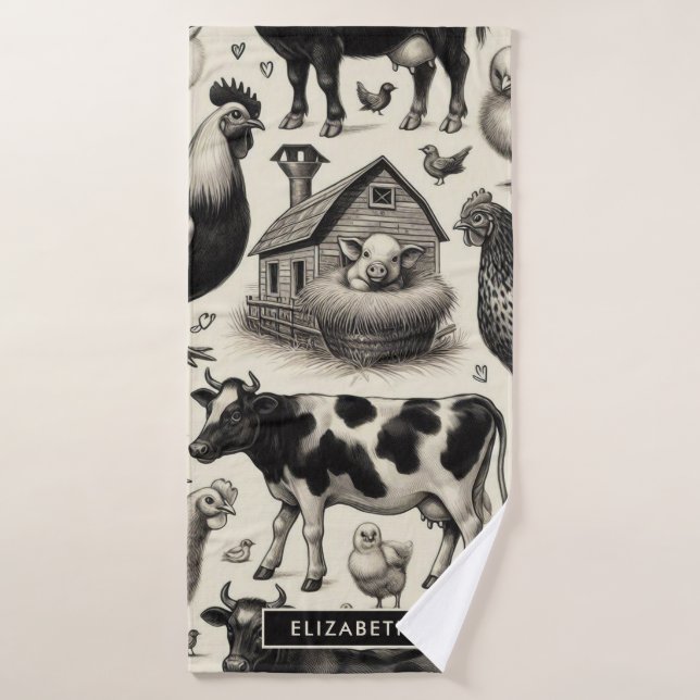 Toalha De Banho Pintura De Animais De Exploração (Toalha de Banho)
