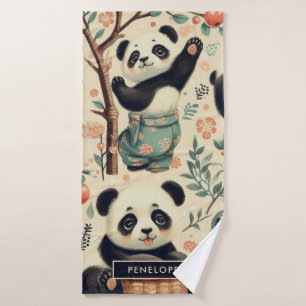 Toalha De Banho Pintura de Panda Bonita e Sem Costura