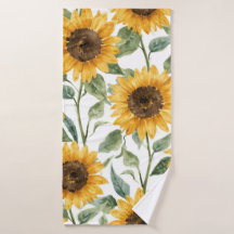 Pintura em Aquarela de Girassóis Florais Amarelos