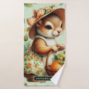 Toalha De Banho Pintura em Esquilo de Corte Vintage