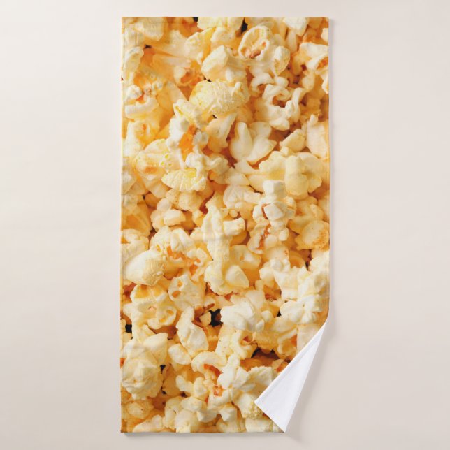 Toalha De Banho Pipoca feia em fundo inteiro. Comida  (Toalha de Banho)