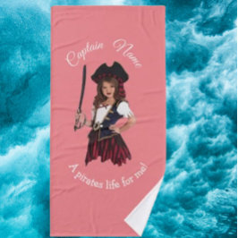 Toalha De Banho Pirata Rosa Divertida