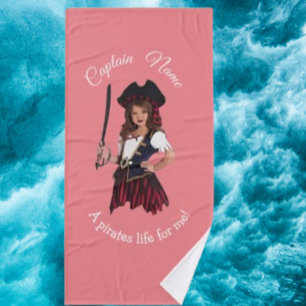 Toalha De Banho Pirata Rosa Divertida