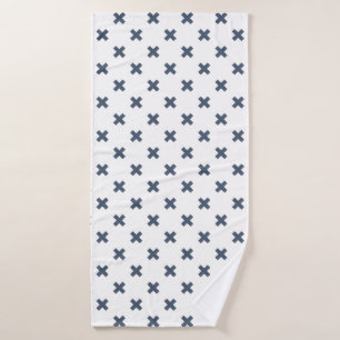Toalha De Banho Pontos crus de cinza azul em branco