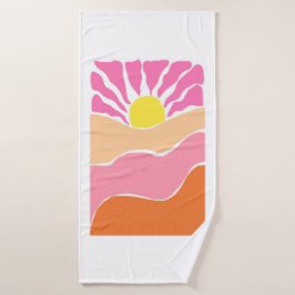 Toalha De Banho Pôr do sol laranja e rosa pálido Boho