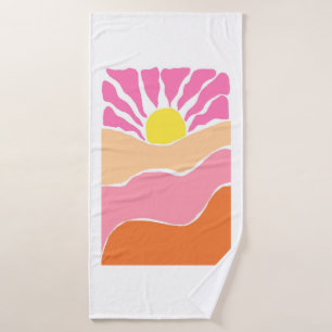 Toalha De Banho Pôr do sol laranja e rosa pálido Boho