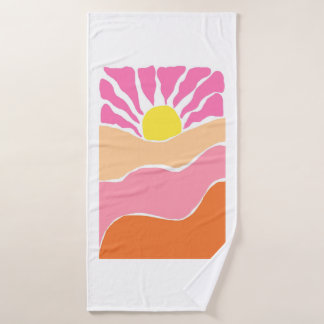 Toalha De Banho Pôr do sol laranja e rosa pálido Boho