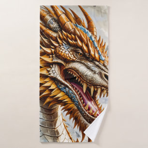 Toalha De Banho Poster do Dragão Realista do ouro
