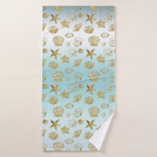 Toalha De Banho Prateleiras do Mar Dourado Aqua Blue Ombre
