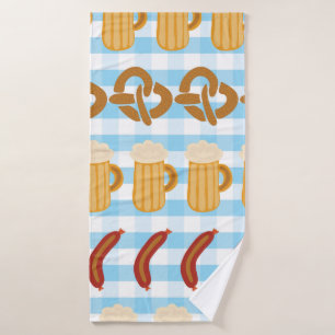 Toalha De Banho Pretzels salsicha de cerveja alinhada por vintage