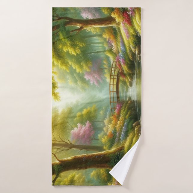Toalha De Banho Primavera brook com flores (Toalha de Banho)