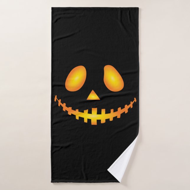 Toalha De Banho Pumpkin Face Halloween Jack O Lantern Spooky (Toalha de Banho)