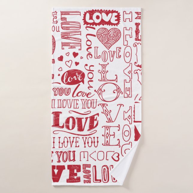 Toalha De Banho rabiscos de amor feitos à mão  (Toalha de Banho)