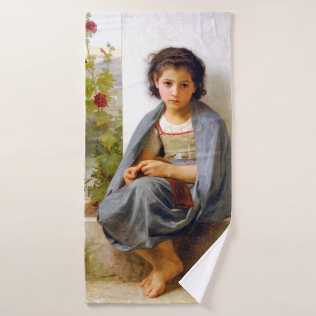Toalha De Banho Rapariga tricotando, Bouguereau (Toalha de Banho)