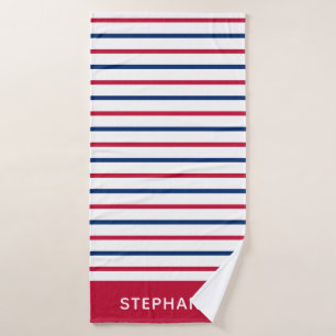 Toalha De Banho Red e Blue Strips minimalistas personalizados mode