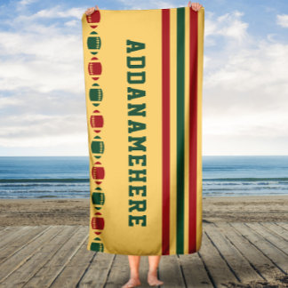 Toalha De Banho Red Green Strips Futebol Personalizado Bath Toel