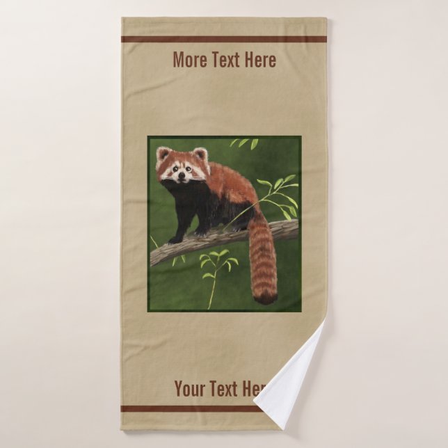Toalha De Banho Red Panda Sobre Papel Antigo (Toalha de Banho)
