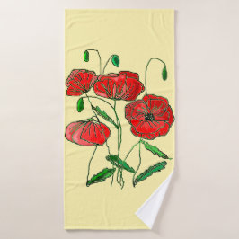 Toalha De Banho Red Poppy Art -