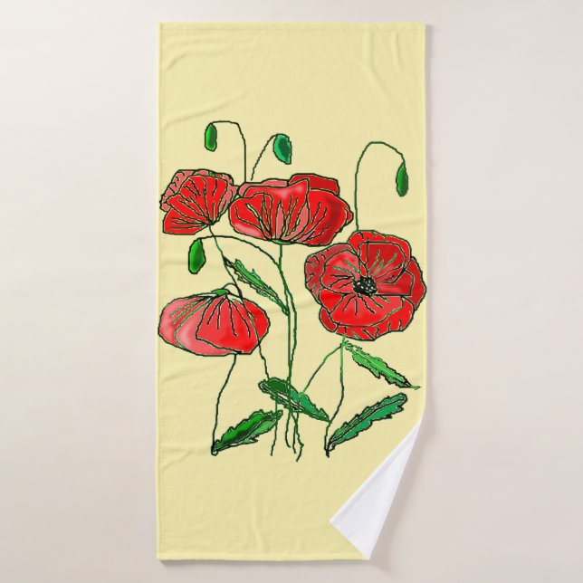Toalha De Banho Red Poppy Art - (Toalha de Banho)