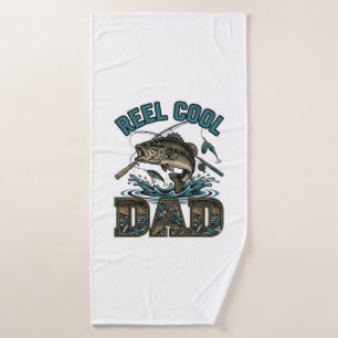 Toalha De Banho Reel Cool Dad Pesca de Robalo Design Vetorial Vint
